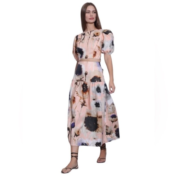 Karina Grimaldi Dresses & Skirts - Karina Grimaldi Devi Skirt Linen Peach Monet Size Large NWT $268
